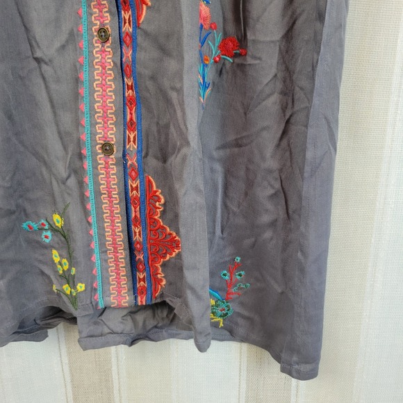 NEW Avani‎ Del Amour Long Sleeve Maxi Dress Gray Size Small Embroidered - Picture 3 of 9